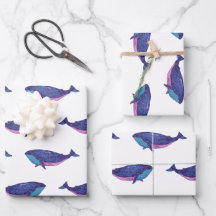 かわいいホエールアートスケッチイン海ブルーとホワイト