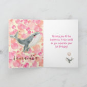 かわいいホエールガール1歳の誕生日カード カード (内部)