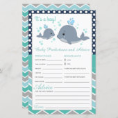 かわいいホエールシャワーベビー予報及びアドバイスカード (正面/裏面)