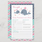 かわいいホエールシャワーベビー予報及びアドバイスカード (正面/裏面)