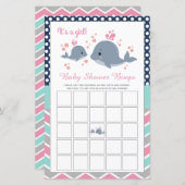 かわいいホエールシャワー赤ちゃんシャワービンゴゲームカードガール (正面/裏面)