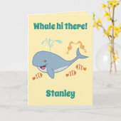 かわいいホエールシーホースピエロ魚海子供の誕生日 カード (黄色い花)