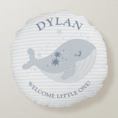 かわいいホエールスターズブルー男の赤ちゃん誕生のお知らせ ラウンドクッション (裏面)