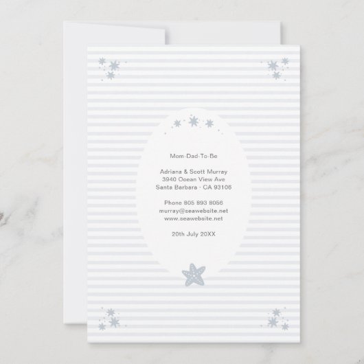 かわいいホエールブルーボーイベビーシャワー サンキューカード (裏面)