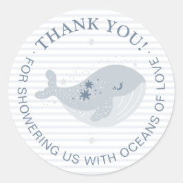 かわいいホエールブルーボーイベビーシャワー ラウンドシール