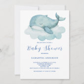 かわいいホエールベビー男女兼用シャワー招待状 招待状 (正面)