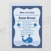 かわいいホエールベビー航海のシャワー招待状 招待状 (正面/裏面)