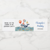 かわいいホエールボーイズ誕生日パーティー ペットボトルラベル (シングルラベル)