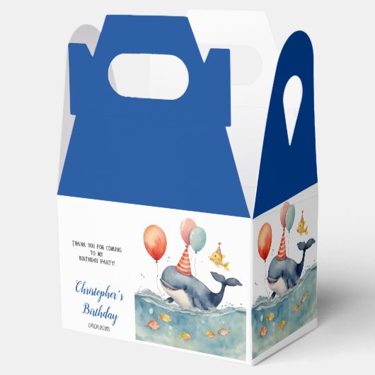 かわいいホエールボーイ誕生日パーティー フェイバーボックス (オープン)