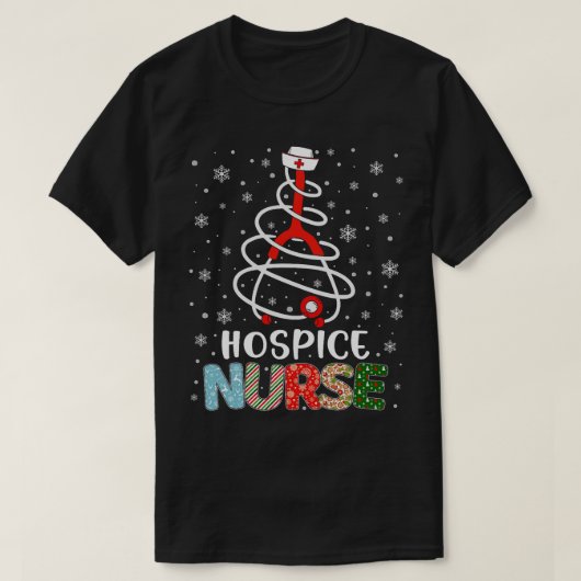 かわいいホスピスナースクリスマスツリーメリークリスマスナース Tシャツ (デザイン正面)