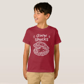 かわいいホタテのホワイトラインアート Aww Shucks Tシャツ (正面フル)