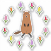 かわいいホタテグマとチューリップの花 シール (正面)