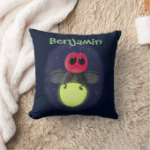 かわいいホタル照明バグ漫画イラストレーション クッション (ブランケット)