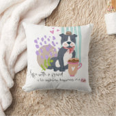 かわいいホッとしたドッグフレンドコーヒー引用文の幸せ クッション (ブランケット)