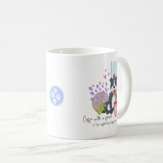 かわいいホッとしたペットドッグコーヒーと友だち引用文 コーヒーマグカップ (正面右)