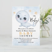 かわいいホッキョクアザラシ 北極の赤ちゃん歓迎会 招待状 (スタンド正面)