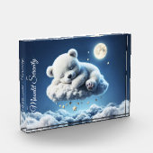 かわいいホッキョクグマかわいい美しいふわふわ雲 フォトブロック (左)