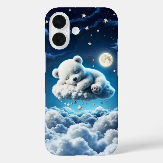 かわいいホッキョクグマかわいい美しいふわふわ雲 Case-Mate iPhoneケース (裏面)