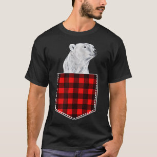 かわいいホッキョクグマがポケットからのぞき出す Tシャツ