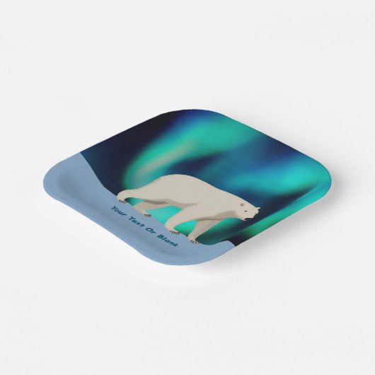 かわいいホッキョクグマとノーザンライト ペーパープレート (傾斜あり)