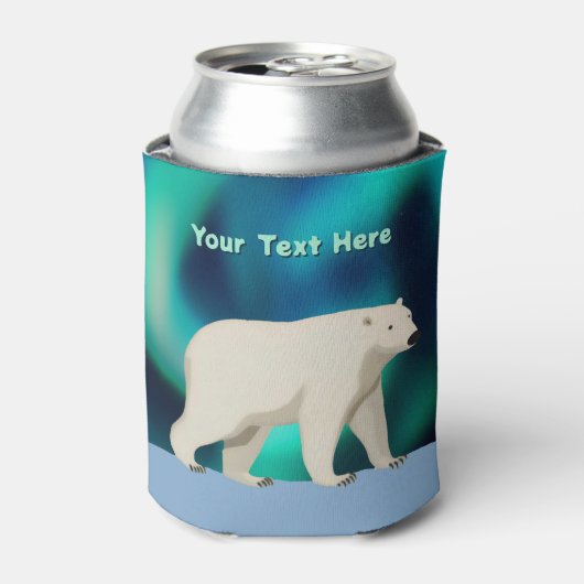 かわいいホッキョクグマとノーザンライト 缶クーラー (缶正面)