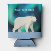 かわいいホッキョクグマとノーザンライト 缶クーラー (正面)