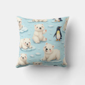かわいいホッキョクグマとペンギン クッション (裏面)