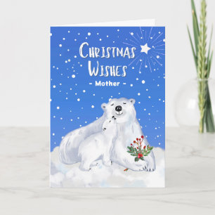 かわいいホッキョクグマと母のクリスマスの願い カード