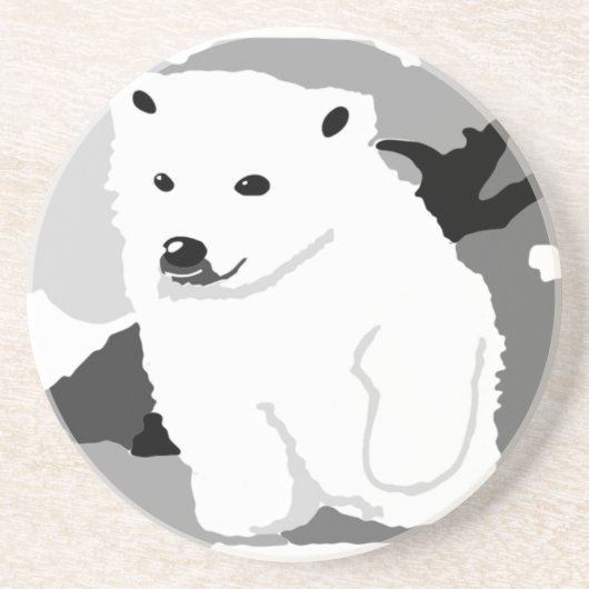 かわいいホッキョクグマのアートギフトとアクセサリー コースター (正面)
