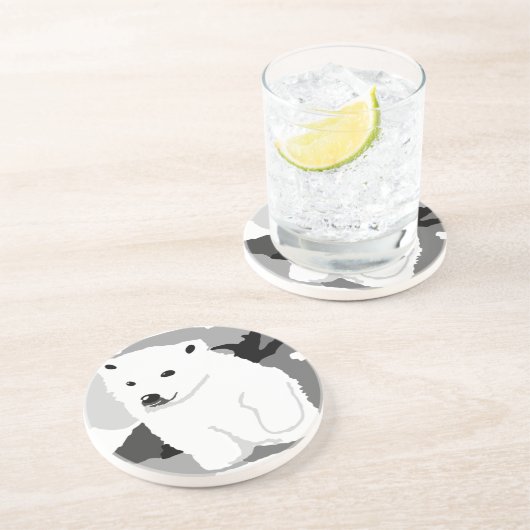 かわいいホッキョクグマのアートギフトとアクセサリー コースター (側面)