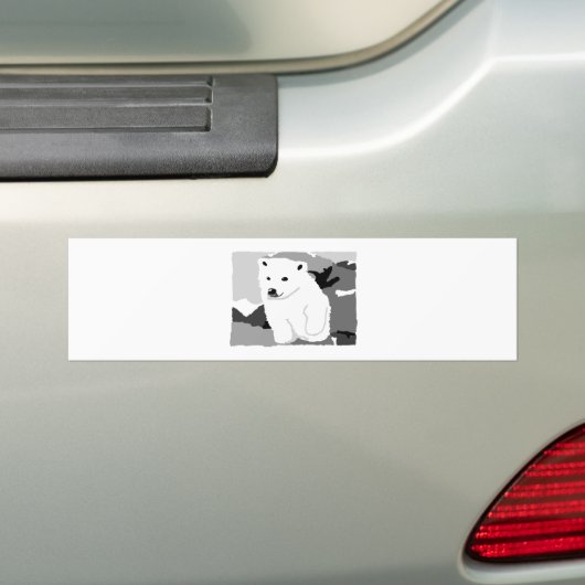 かわいいホッキョクグマのアートギフトとアクセサリー バンパーステッカー (車上)