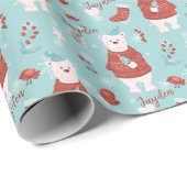 かわいいホッキョクグマのカスタマイズ ラッピングペーパー (ロールコーナー)
