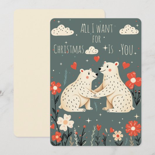 かわいいホッキョクグマのクリスマスカード シーズンカード (正面/裏面)