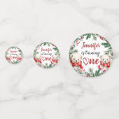 かわいいホッキョクグマのクリスマス1歳の誕生日 コンフェッティ (正面)