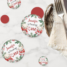 かわいいホッキョクグマのクリスマス1歳の誕生日 コンフェッティ