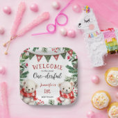 かわいいホッキョクグマのクリスマス1歳の誕生日 ペーパープレート (パーティー)