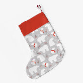 かわいいホッキョクグマのパタパーソナライズされたーン スモールクリスマスストッキング (裏面 (吊り時))