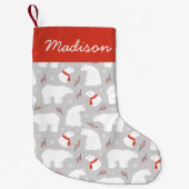 かわいいホッキョクグマのパタパーソナライズされたーン スモールクリスマスストッキング (正面)