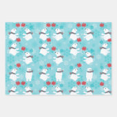 かわいいホッキョクグマのパターン赤白青水玉模様 ラッピングペーパーシート (正面3)