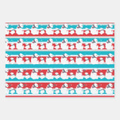 かわいいホッキョクグマのパターン赤白青水玉模様 ラッピングペーパーシート (正面2)