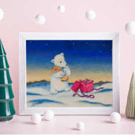 かわいいホッキョクグマのプレゼント ポスター