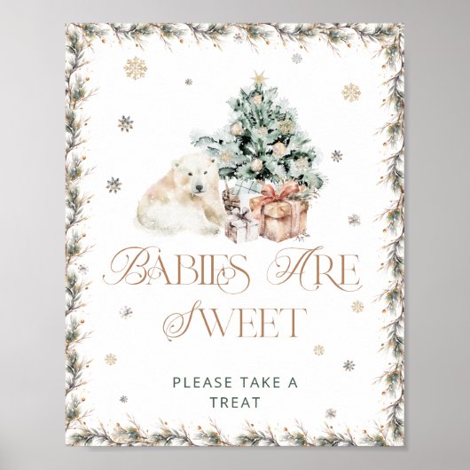 かわいいホッキョクグマのベビーは甘いおごり ポスター (正面)