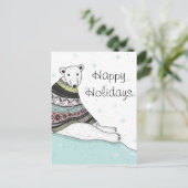 かわいいホッキョクグマのホリデーカード シーズンポストカード (スタンド正面)