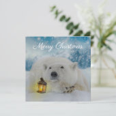 かわいいホッキョクグマの冬のクリスマス シーズンカード (スタンド正面)