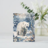 かわいいホッキョクグマの冬のクリスマス シーズンポストカード (スタンド正面)