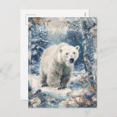 かわいいホッキョクグマの冬のクリスマス シーズンポストカード (正面/裏面)