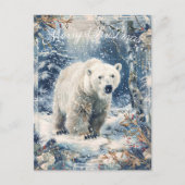 かわいいホッキョクグマの冬のクリスマス シーズンポストカード (正面)