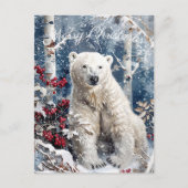 かわいいホッキョクグマの冬のクリスマス シーズンポストカード (正面)