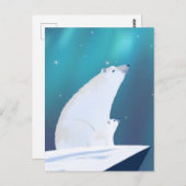 かわいいホッキョクグマの北のライトウィンター ポストカード (正面/裏面)