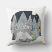 かわいいホッキョクグマの名パーソナライズされた前 クッション (裏面)